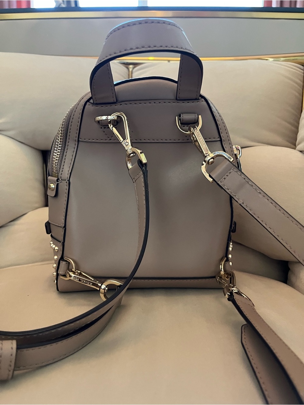 Michael Kors Rhea Mini Studded Backpack Crossbody - Picture 13 of 14